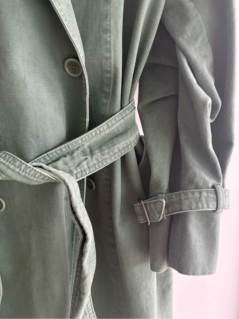 MaxMara Corfu Sage Green Double-Breasted Trench Coat with Belt - Picture 7 of 12